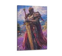 Modern Home Canvas Wall Decor Aesthetic Living Space Posters Figure Poster Knight in The Sea of Flowers Beautiful And Romantic Adding An Artistic Atmosphere to Living Rooms Art 20x30inch(50x75cm) Fram