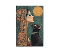 Modern Home Canvas Wall Decor Aesthetic Living Space Posters Figure Poster Moonlit Night Cat Talk Cute And Healing Adding Childlike Fun to Children's Rooms Art 24x36inch(60x90cm) Unframe-style