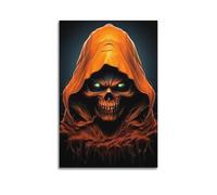 Modern Home Canvas Wall Decor Aesthetic Living Space Posters Halloween Poster Orange - Clothed Skull Image Is Weird And Has Visual Impact Halloween Decorations 12x18inch(30x45cm) Unframe-style