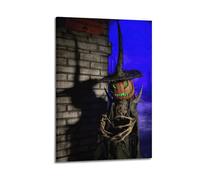 Modern Home Canvas Wall Decor Aesthetic Living Space Posters Halloween Poster Pumpkin Monster Wearing Witch Hat Shrouded in Blue Light Weird And Eye-catching Halloween Decorations Are Super Impressive