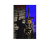Modern Home Canvas Wall Decor Aesthetic Living Space Posters Halloween Poster Pumpkin Monster Wearing Witch Hat Shrouded in Blue Light Weird And Eye-catching Halloween Decorations Are Super Impressive