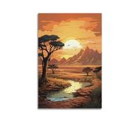 Modern Home Canvas Wall Decor Aesthetic Living Space Posters Landscape Poster African Sunset Grassland Majestic Beautiful And Super Healing 24x36inch(60x90cm) Unframe-style