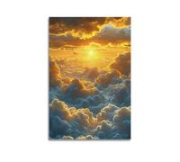 Modern Home Canvas Wall Decor Aesthetic Living Space Posters Landscape Poster Golden Sunset Clouds Sky Decor Peaceful Vibe Bringer Painting 20x30inch(50x75cm) Unframe-style