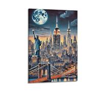 Modern Home Canvas Wall Decor Aesthetic Living Space Posters Landscape Poster New York Nocturne Mysterious And Shocking Adding A Fantasy Atmosphere to Studies Art 12x18inch(30x45cm) Frame-style