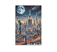Modern Home Canvas Wall Decor Aesthetic Living Space Posters Landscape Poster New York Nocturne Mysterious And Shocking Adding A Fantasy Atmosphere to Studies Art 08x12inch(20x30cm) Unframe-style