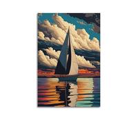 Modern Home Canvas Wall Decor Aesthetic Living Space Posters Landscape Poster Sailboat Sunset Sea Nautical Decor Adventure Vibe Creator Painting 20x30inch(50x75cm) Unframe-style