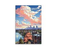 Modern Home Canvas Wall Decor Aesthetic Living Space Posters Landscape Poster Union City New Jersey Decor Vibrant Vibe Bringer Painting 24x36inch(60x90cm) Unframe-style