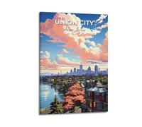 Modern Home Canvas Wall Decor Aesthetic Living Space Posters Landscape Poster Union City New Jersey Decor Vibrant Vibe Bringer Painting 08x12inch(20x30cm) Frame-style
