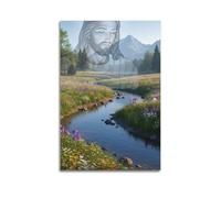 Modern Home Canvas Wall Decor Aesthetic Living Space Posters Religious Poster Jesus And The Flower Sea Stream Solemn And Sacred Adding A Solemn Atmosphere to Prayer Rooms Art 24x36inch(60x90cm) Unfram