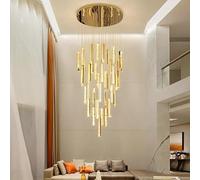 Modern Home Decor Dining Led Crystal Interior Lighting Stair Chandelier Hanging Light in Living Room(21 Head,Gold_Cold White)