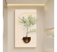 Modern Home Decor Landscape Wall Sculpture,3D Landscape Wall Hanging Mural with LED Light,Borderless Sandstone Decoration,with Water Storage Vase,Frameless Design(Large,50 * 87cm/19.7 * 34.2in)