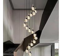 Modern Home Decoration Crystal Chandelier, Stair Lamp, Living Room Pendant Lights, Interior Lighting(24 Head,Black_Cold White)