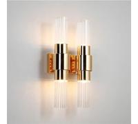 Modern Home Decoration Linear Bathroom Wall Lamp Up Down Indoor 7W Dimming LED Wall Light Double 2-Light Vanity Lights for Mirror Cylinder Long Bar Clear Glass Wall Light Strip