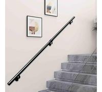 Modern Home Decoration Stairs Railing Banister | 80cm 1m 1.5m 2m 3m 4m 5m 6m Long Stair Handrail for Walls | Black Metal Wrought Iron Balustrade for Indoor Outdoor(8ft/240cm)