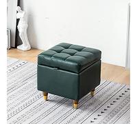 Modern Home Living Room Bedroom Storage Bench,Premium Pu Leather Upholstered Sofa Footstool,Rectangle Ottoman Bench Multifunction Benches-Blue 39x39x40cm(15x15x16inch) (Green 39x3