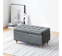 Modern Home Living Room Bedroom Storage Bench,Premium Pu Leather Upholstered Sofa Footstool,Rectangle Bench Multifunction Benches-Green 39x39x40cm(15x15x16inch) (Grey 77x39x40cm(3