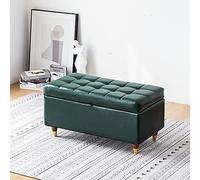 Modern Home Living Room Bedroom Storage Bench,Premium Pu Leather Upholstered Sofa Footstool,Rectangle Ottoman Bench Multifunction Benches-Blue 39x39x40cm(15x15x16inch) (Green 77x3