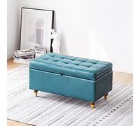 Modern Home Living Room Bedroom Storage Bench,Premium Pu Leather Upholstered Sofa Footstool,Rectangle Bench Multifunction Benches-Green 39x39x40cm(15x15x16inch) (Blue 77x39x40cm(3