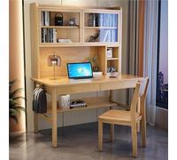 Modern Home Office Desk with Storage Shelves Solid Wood Writing Desk Workstation with Hutch & Drawers Stylish Study Table (Grey 120cm) - Ideal for Home & Office Use