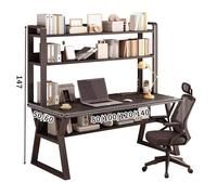 Modern Home Office Desk with Wooden Top & Sto Shelf Simple Metal e Workbench Ideal for Study Living Room Office 80x50cm
