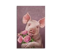 Modern Home Print Wall Art Canvas Poster -Animal Poster Flower Pig Decor Cute Vibe Creator Painting 20x30inch(50x75cm) Unframe-style