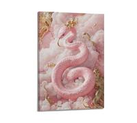Modern Home Print Wall Art Canvas Poster -Animal Poster Spiritual Snake Among Pink Clouds Adds Auspicious And Fantasy Charm to Study Rooms Oriental Aesthetic Spaces Mysterious Rooms Animal Art 16x24in
