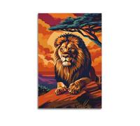Modern Home Print Wall Art Canvas Poster -Animal Poster Sunset Lion Majesty Decor Regal Vibe Bringer Painting 16x24inch(40x60cm) Unframe-style