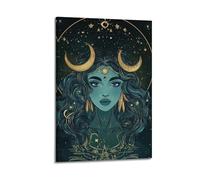 Modern Home Print Wall Art Canvas Poster -Character Poster Moon Goddess Under Starry Sky Brings Mysterious And Romantic Mood to Bedrooms Astrology - Themed Spaces Fantasy Rooms Character Art 24x36inch