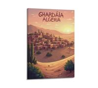 Modern Home Print Wall Art Canvas Poster -City Poster Ghardaia Algeria Desert Town Decorative Art 24x36inch(60x90cm) Frame-style