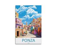 Modern Home Print Wall Art Canvas Poster -City Poster Ponza Italy Colorful Town Decorative Art 16x24inch(40x60cm) Unframe-style