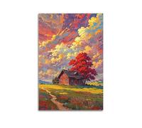 Modern Home Print Wall Art Canvas Poster -Creative Poster Cottage Colorful Sky Idyllic Canvas Decor 20x30inch(50x75cm) Unframe-style