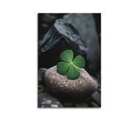 Modern Home Print Wall Art Canvas Poster -Creative Poster Four - Leaf Clover Lucky Fresh Canvas Decor 16x24inch(40x60cm) Unframe-style