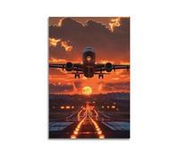 Modern Home Print Wall Art Canvas Poster -Creative Poster Plane At Sunset Is Super Atmospheric Full Of Longing And Romance For The Journey Add Dreamy Atmosphere To Space Decorative Painting 20x30inch(