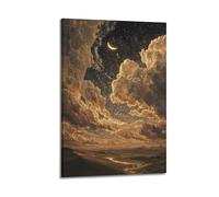 Modern Home Print Wall Art Canvas Poster -Fantasy Poster Desert Night Sky Decor Mystical Vibe Bringer Painting 08x12inch(20x30cm) Frame-style