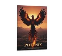 Modern Home Print Wall Art Canvas Poster -Fantasy Poster Fiery Phoenix Dynamic Image Show Rebirth Charm Decorative Painting 08x12inch(20x30cm) Frame-style