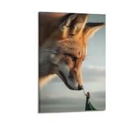 Modern Home Print Wall Art Canvas Poster -Fantasy Poster Fox Woman Interaction Decor Enchanting Vibe Creator Painting 08x12inch(20x30cm) Frame-style