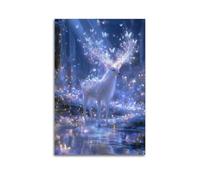 Modern Home Print Wall Art Canvas Poster -Fantasy Poster Magical Deer Forest Decor Enchanting Vibe Bringer Painting 08x12inch(20x30cm) Unframe-style