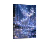 Modern Home Print Wall Art Canvas Poster -Fantasy Poster Magical Deer Forest Decor Enchanting Vibe Bringer Painting 24x36inch(60x90cm) Frame-style
