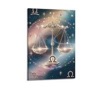 Modern Home Print Wall Art Canvas Poster -Fantasy Poster Scales of Justice Celestial Decor Balanced Vibe Creator Painting 16x24inch(40x60cm) Frame-style