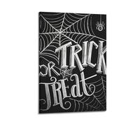 Modern Home Print Wall Art Canvas Poster -Halloween Decorative Painting Trick Or Treat Words With Spider Web Have Strong Festival Atmosphere 24x36inch(60x90cm) Frame-style
