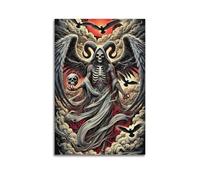 Modern Home Print Wall Art Canvas Poster -Halloween Poster Dark Angel Under Red Moon Dominant And Shocking Halloween Decorations 24x36inch(60x90cm) Unframe-style