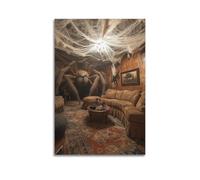 Modern Home Print Wall Art Canvas Poster -Halloween Poster The Room Scene Full Of Spider Webs And Giant Spiders Is Weird And Has Festival Atmosphere Halloween Decorations 24x36inch(60x90cm) Unframe-st