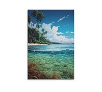 Modern Home Print Wall Art Canvas Poster -Landscape Poster Blue Sea And Coconut Trees Fresh And Healing Adding A Relaxed Atmosphere to Living Rooms Art 24x36inch(60x90cm) Unframe-style