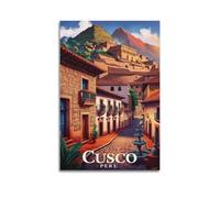 Modern Home Print Wall Art Canvas Poster -Landscape Poster Cusco Town Hidden in The Mountain Stream Full of Exotic Charm Super Charming Decorative Painting 12x18inch(30x45cm) Unframe-style