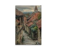 Modern Home Print Wall Art Canvas Poster -Landscape Poster Retro Town Alley Nostalgic And Elegant Adding A Retro Charm to Studies Art 16x24inch(40x60cm) Unframe-style