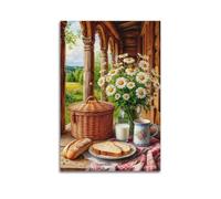 Modern Home Print Wall Art Canvas Poster -Life Poster Rural Breakfast on The Wooden Porch Warm And Healing Adding A Relaxed Atmosphere to Restaurants Art 08x12inch(20x30cm) Unframe-style