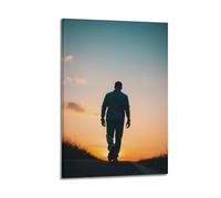 Modern Home Print Wall Art Canvas Poster -Life Poster Walking at Sunset Quiet Poetic Embrace Solitude Romance Decor Painting 20x30inch(50x75cm) Frame-style