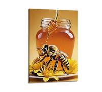 Modern Home Print Wall Art Canvas Poster -Nature Poster Honey Jar Bee Decorative Painting 08x12inch(20x30cm) Frame-style