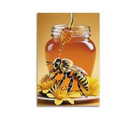 Modern Home Print Wall Art Canvas Poster -Nature Poster Honey Jar Bee Decorative Painting 20x30inch(50x75cm) Unframe-style