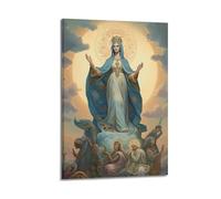 Modern Home Print Wall Art Canvas Poster -Religious Poster Celestial Figure Clouds Decor Sacred Vibe Bringer Painting 16x24inch(40x60cm) Frame-style